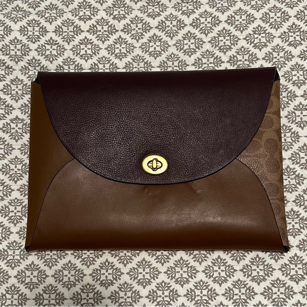 Coach Remade Colorblock Extra Large Pouch (Brown/Multi)